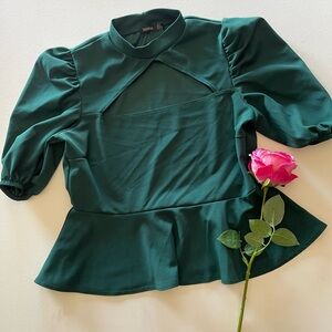 Green Peplum Blouse